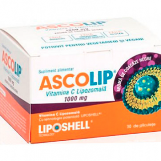 ASCOLIP Vitamina C Lipozomală 1000 mg aromă coacăze 30 plicuri