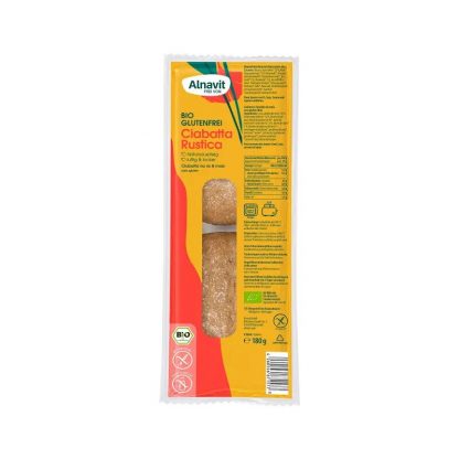 Ciabatta rustica fara gluten, precoapta, bio, 180g, 2 buc. Alnavit