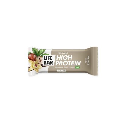 Lifebar baton cu proteine vanilie si nuci, bio, 40g, Lifefood