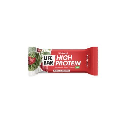 Lifebar baton proteic cu capsuni, bio, 40g, Lifefood