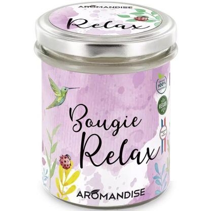 Lumanare parfumata naturala Relax, vegana, 150g Aromandise