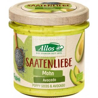 Pasta tartinabila din avocado cu seminte de mac, fara gluten, bio, 135 g, Allos