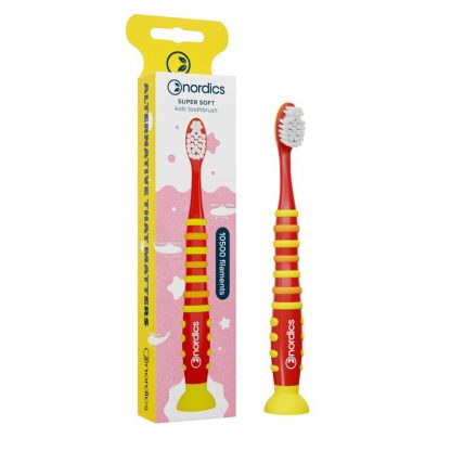Periuta de dinti copii PREMIUM, 10500 filamente, super moale, rosu, Nordics