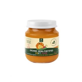 Piure de Dovleac si Morcov Bio cu Adaos de Fier Organic, 4+ Luni, 120 g, Nôgel