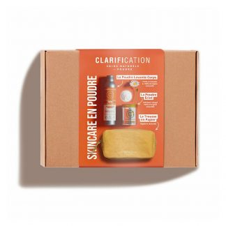 Set cadou gel de dus si exfoliant pudra + geanta cosmetice, Clarification