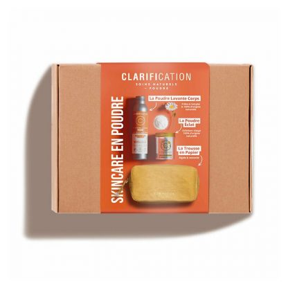 Set cadou gel de dus si exfoliant pudra + geanta cosmetice, Clarification