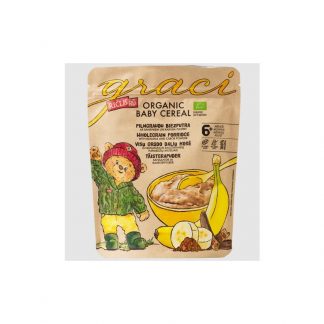TERCI PENTRU BEBELUSI DIN CEREALE INTEGRALE CU BANANE SI CAROB 6+, BIO, 140G, GRACI LABORATORIES