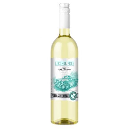 Vin alb demidulce, fara alcool, Feteasca Alba, 750ml, Casa Petru
